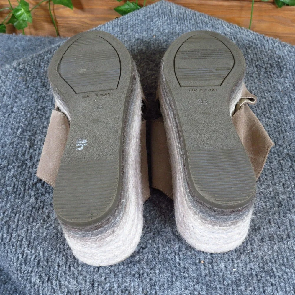 Apaseart Women Espadrille Wedge Platform Slide Sandals Sz 38 Summer Taupe Suede